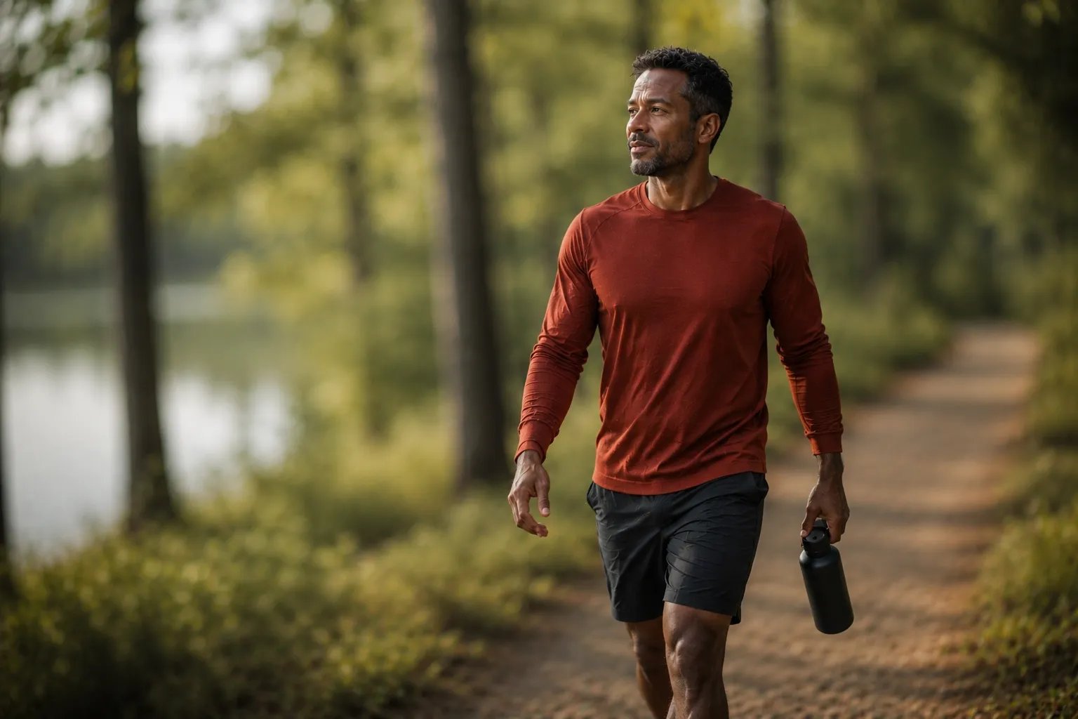 Man running outdoors for elevated hematocrit monitoring during exercise