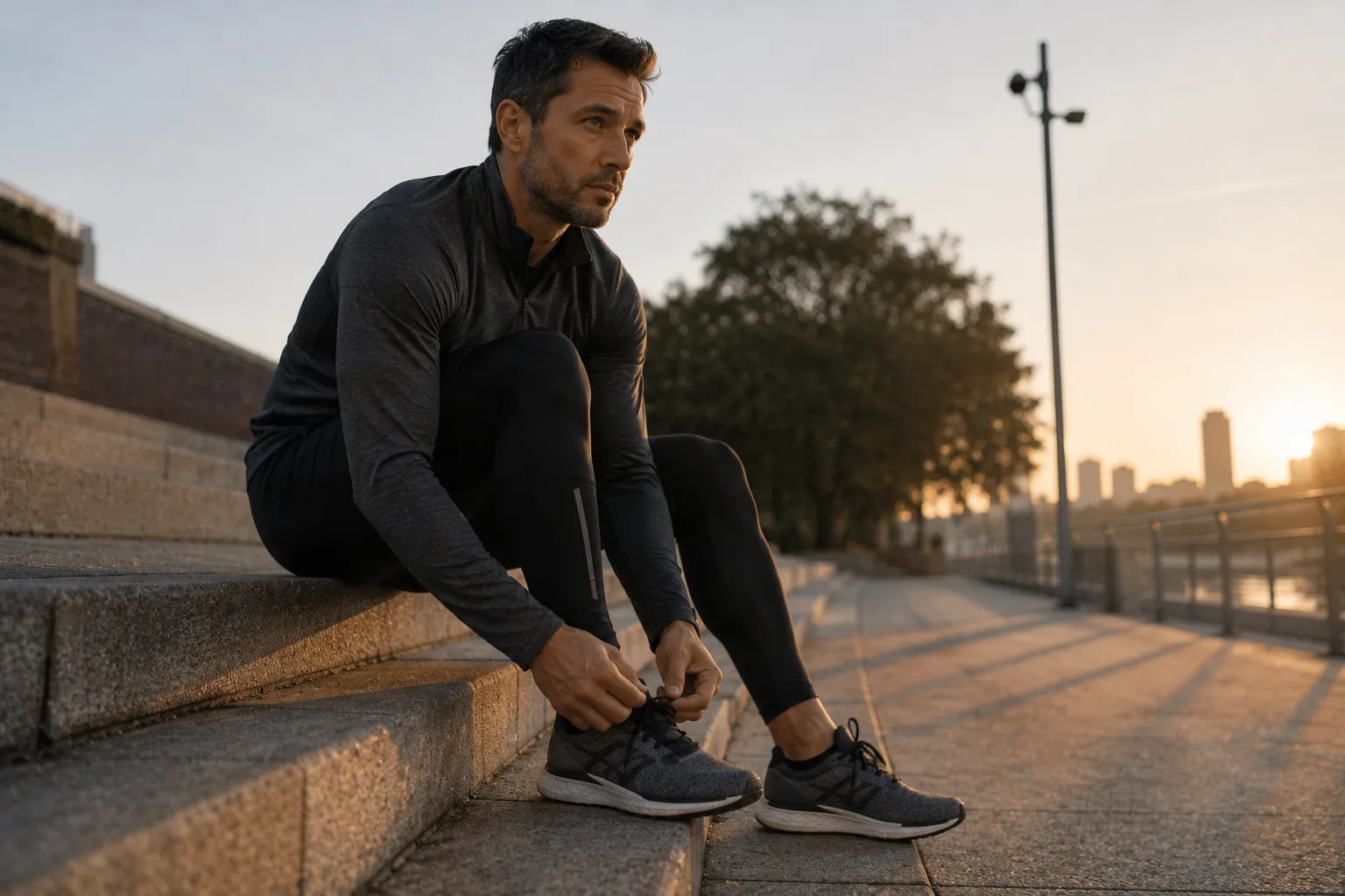 Man preparing for a morning run before online TRT therapy consult